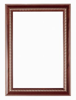 Silver and wood frame on white background