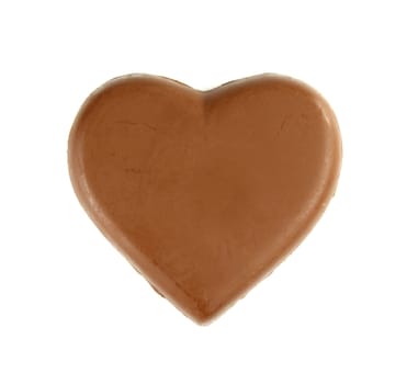 chocolate heart shape on white background