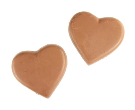 chocolate heart shape on white background