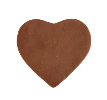 chocolate heart shape on white background