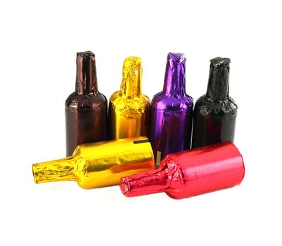 chocolate mixing alcohol with alcohol shape packaging on white background