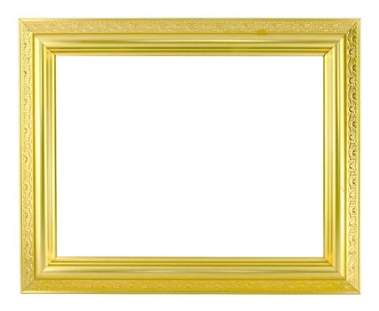 golden picture frame on white background