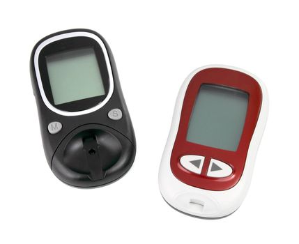 two glucometer isolated on pure white background