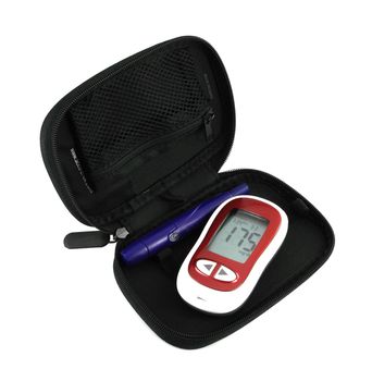 Diabetic Glucometer Blood sugar or glucose level testing kit isolated on a white background