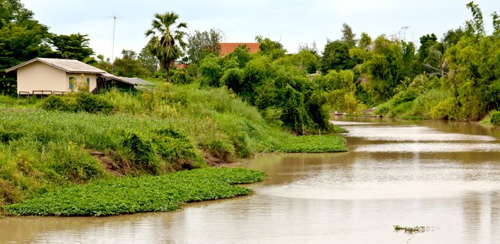 Canal in the rural village on the outskirts of Bangkok.
