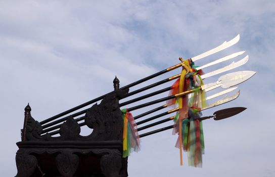 ancient weapon of the  King (THAILAND) on sky blackground