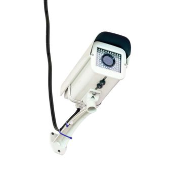 Security surveillance camera on white background