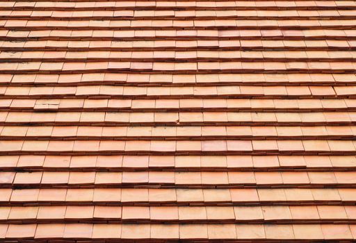 The Clay Roof Tiles of a House in the Countryside of Thailand