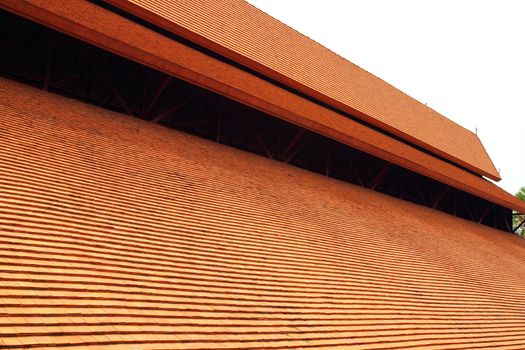 The Clay Roof Tiles of a House in the Countryside of Thailand