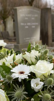 Flowers on a new grave in Holland