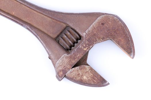 An old rusty vector wrench on a white background