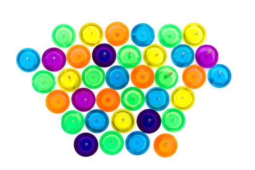 Set of colorful push pins isolated on a white background