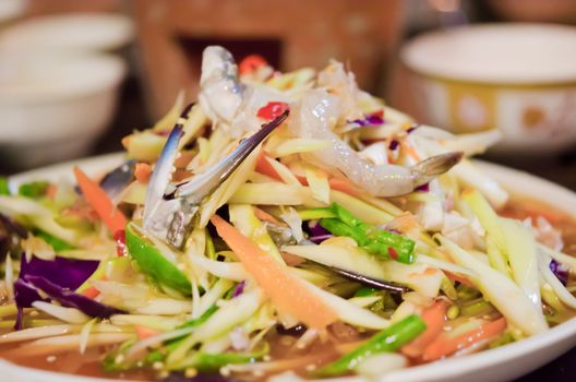 spicy  mixed seafood salad  , Thai cuisine
