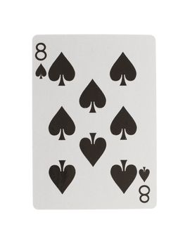 Old playing card (eight) isolated on a white background