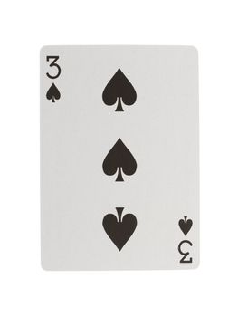 Playing card (three) isolated on a white background