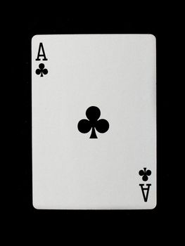 Playing card (ace) isolated on a black background