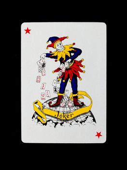 Playing card (joker) isolated on a black background