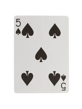 Playing card (five) isolated on a white background