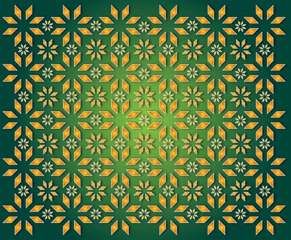 Christmas green background with gold shaded Star