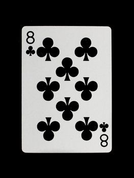 Playing card (eight) isolated on a black background