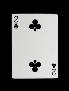 Playing card (two) isolated on a black background