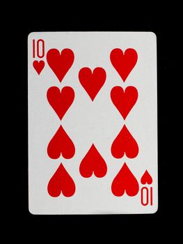 Playing card (ten) isolated on a black background