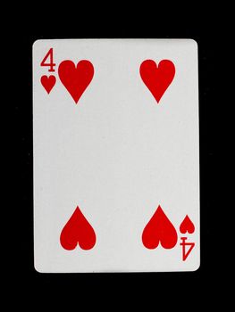 Playing card (four) isolated on a black background