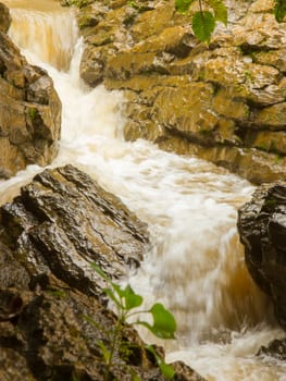 Closeup of a dirty waterfall in Vietnam