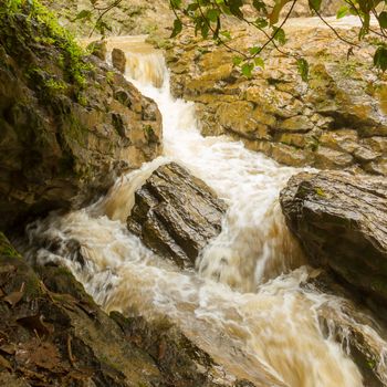 Closeup of a dirty waterfall in Vietnam