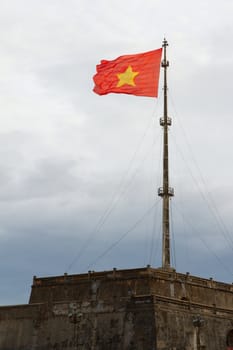 Vietnam flag on flag pole in Hue Citadel