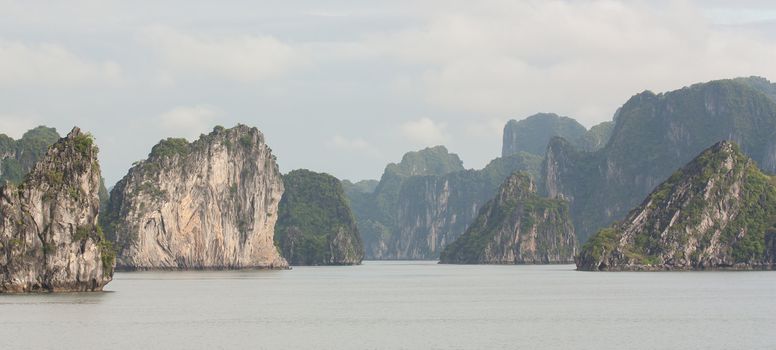 Limestone rocks in Halong Bay, Vietnam, one of the seven world wonders