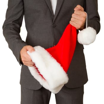 Business man with a santa hat isolated