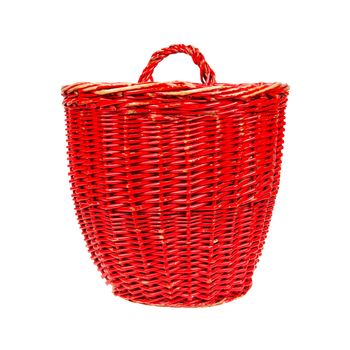 Very old red basket, isolated on white