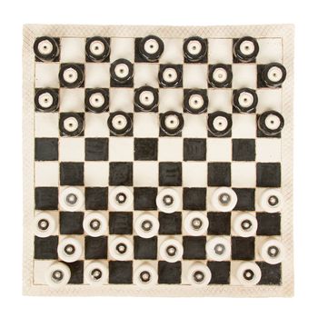 Very old game of checkers, pottery, isolated