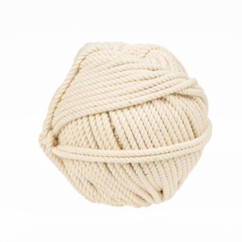 White knitting yarn isolated on a white background