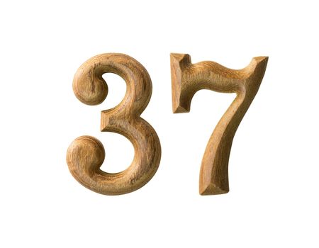 Beautiful wooden numeric with shadow on white background