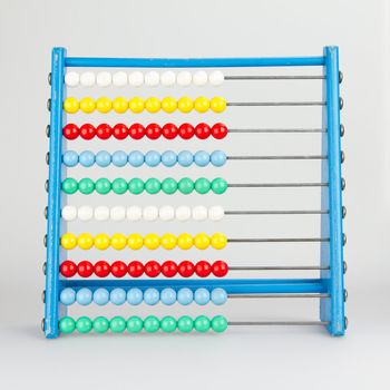 Close-up of an abacus on a white background