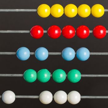 Close-up of an abacus on a grey background