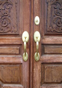 Door handles with an old double door