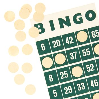 Green bingo card isolated on a white background