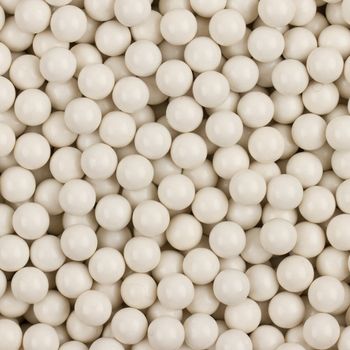 Close-up of many white balls used for an airgun