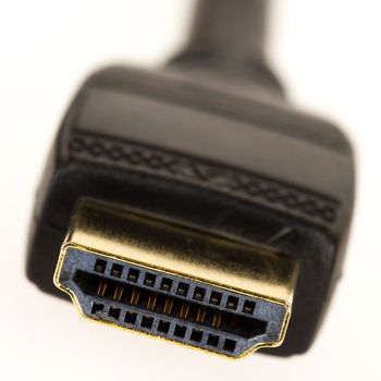 Close-up of hdmi cable on white background