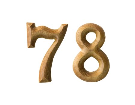 Beautiful wooden numeric isolated on white background