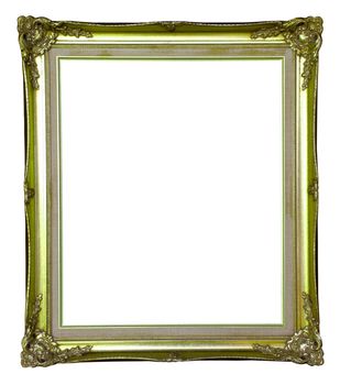 old golden frame isolated on white