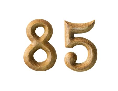 Beautiful wooden numeric isolated on white background