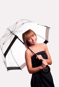 Young fashionable woman smile and holding umbrella