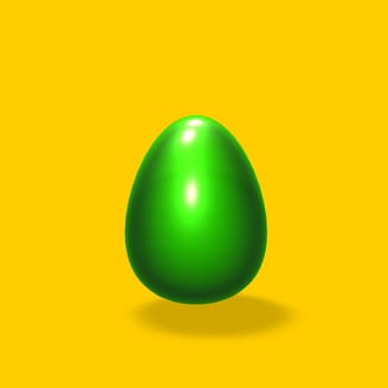 green easter egg on yellow background - 3d illustration