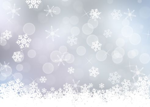 Christmas bokeh background with snowflakes