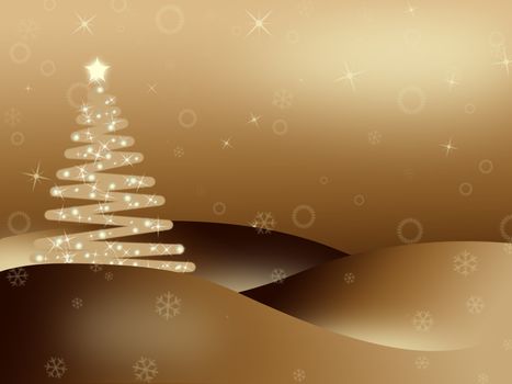 Golden iluminated Christmas background