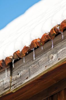 ice cycles on a roof